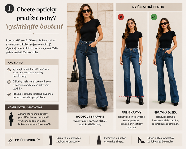 Bootcut džínsy - vizualizácia